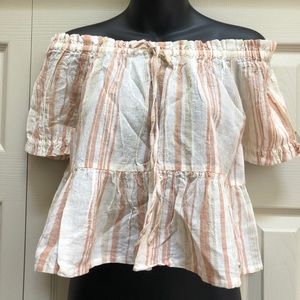 NWT Creative Garments Womens Boho Peasant SS Cropped Top 100% Cotton Sz S